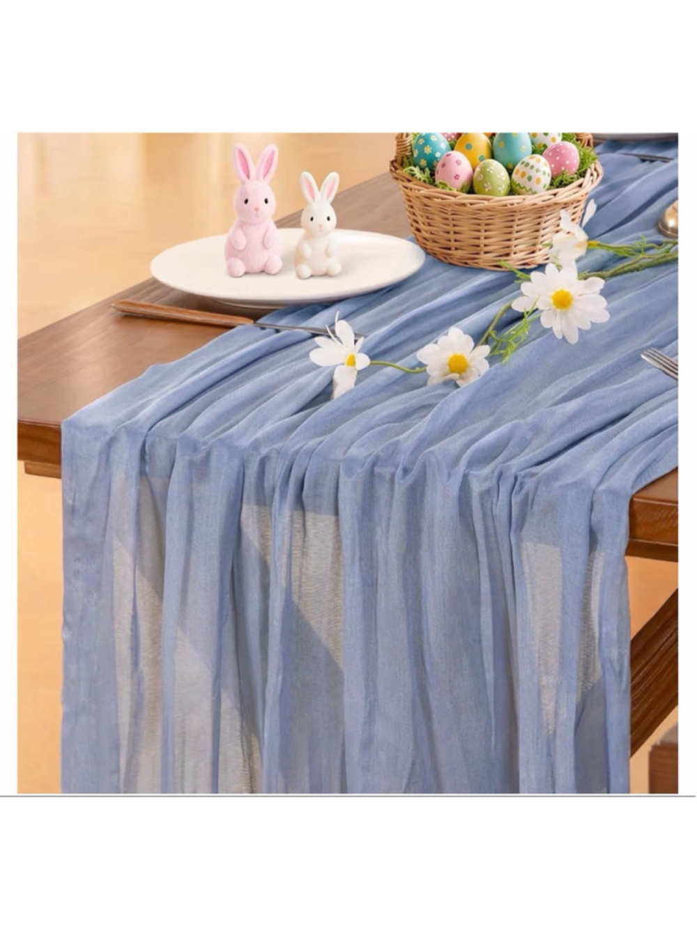 NEW 2 Dusty Blue Cheesecloth Table Runner Rustic Farmhouse Gauze 20ft Wedding